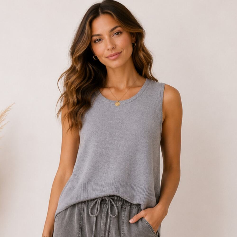 Grace Elements Sweater Vest Women's Size XL Neutral Gray Soft Timeless Classic